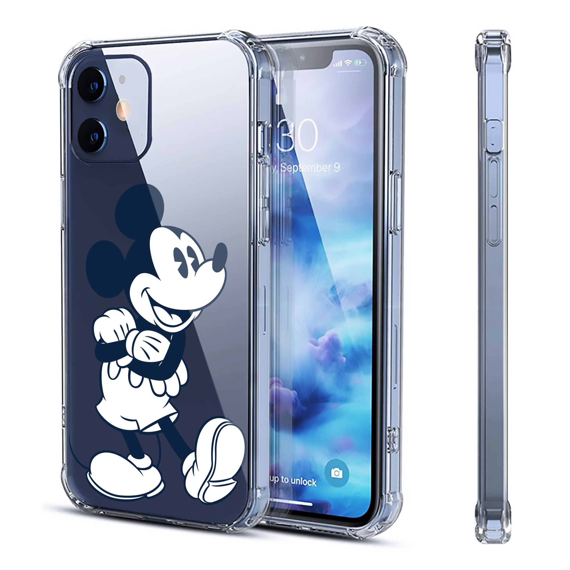 （画像用） ミッキーマウス Mickey Mouse 【iPhone 12シリーズ対応】透明スマホケース（クリアソフトケース）